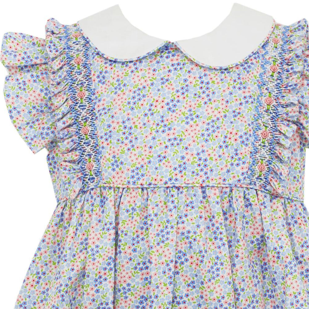 Pink & Blue Liberty Floral Smocked Bubble