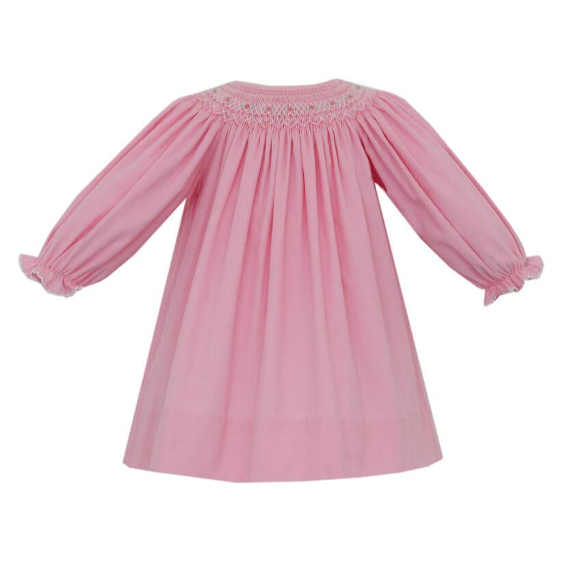 Carol Pink Corduroy Long Sleeve Bishop Dress