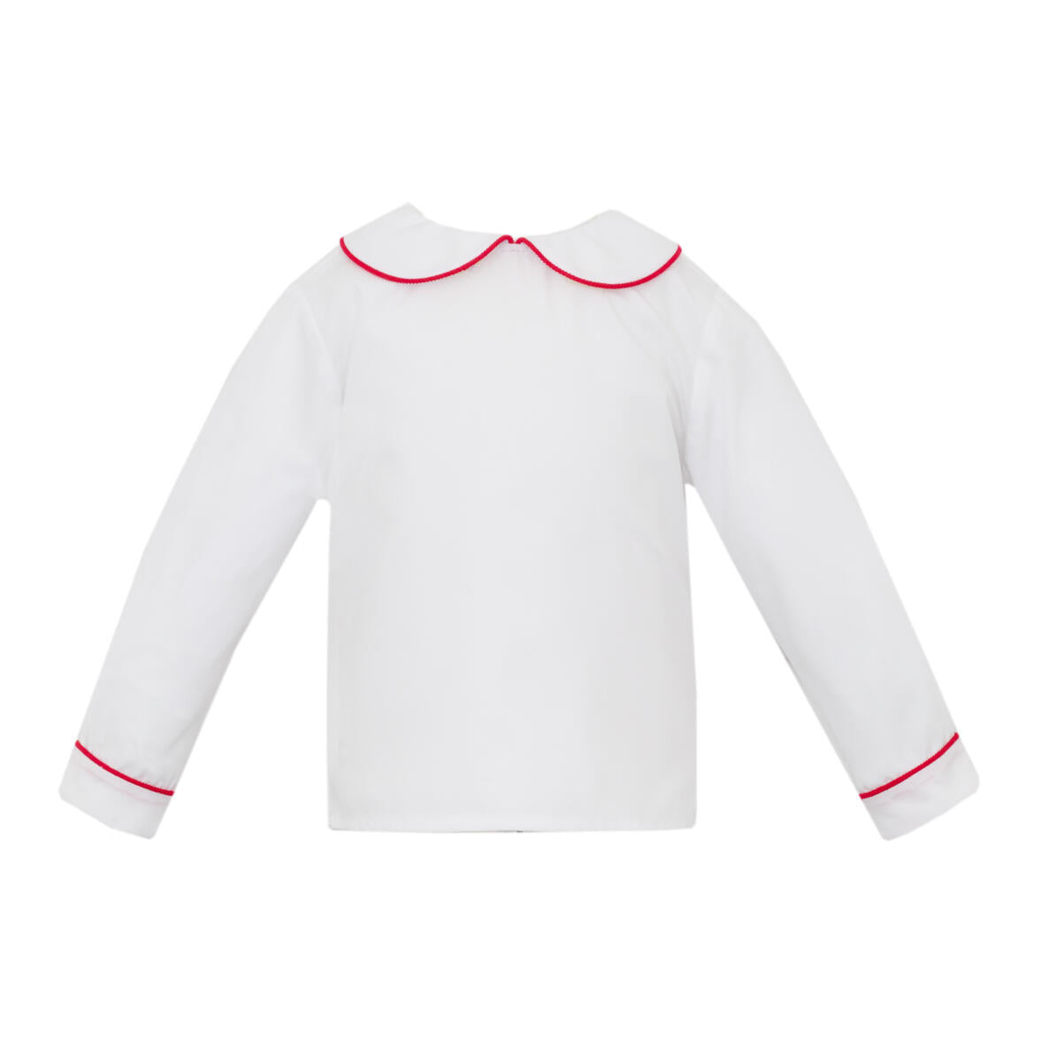 White Long Sleeve w/ Red Piping