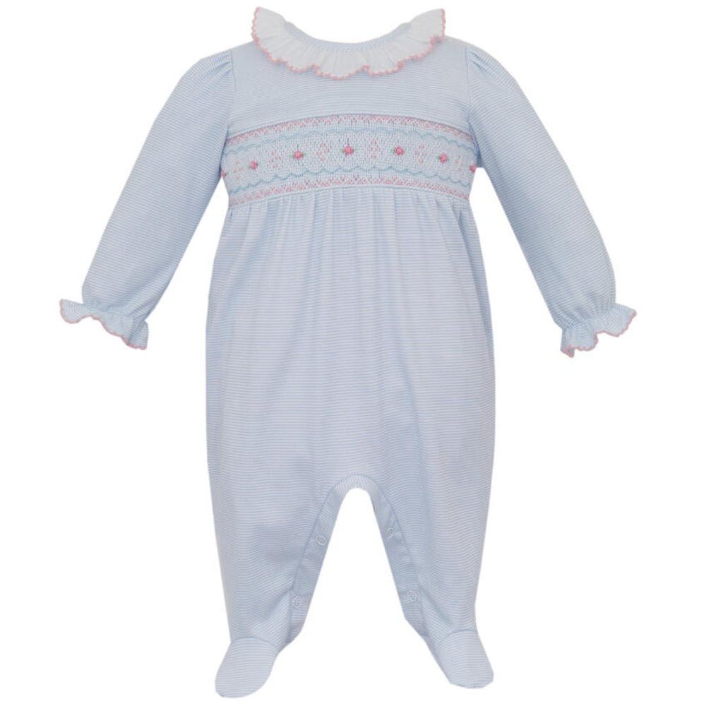 Light Blue Pinstripe Cindy Footie