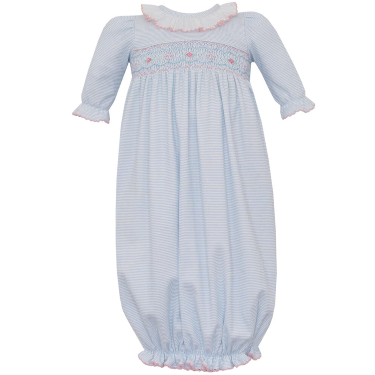 Girl's Cindy Light Blue Pin Stripe Gown