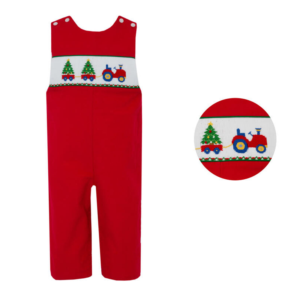 Red Corduroy Christmas Tree Long John John