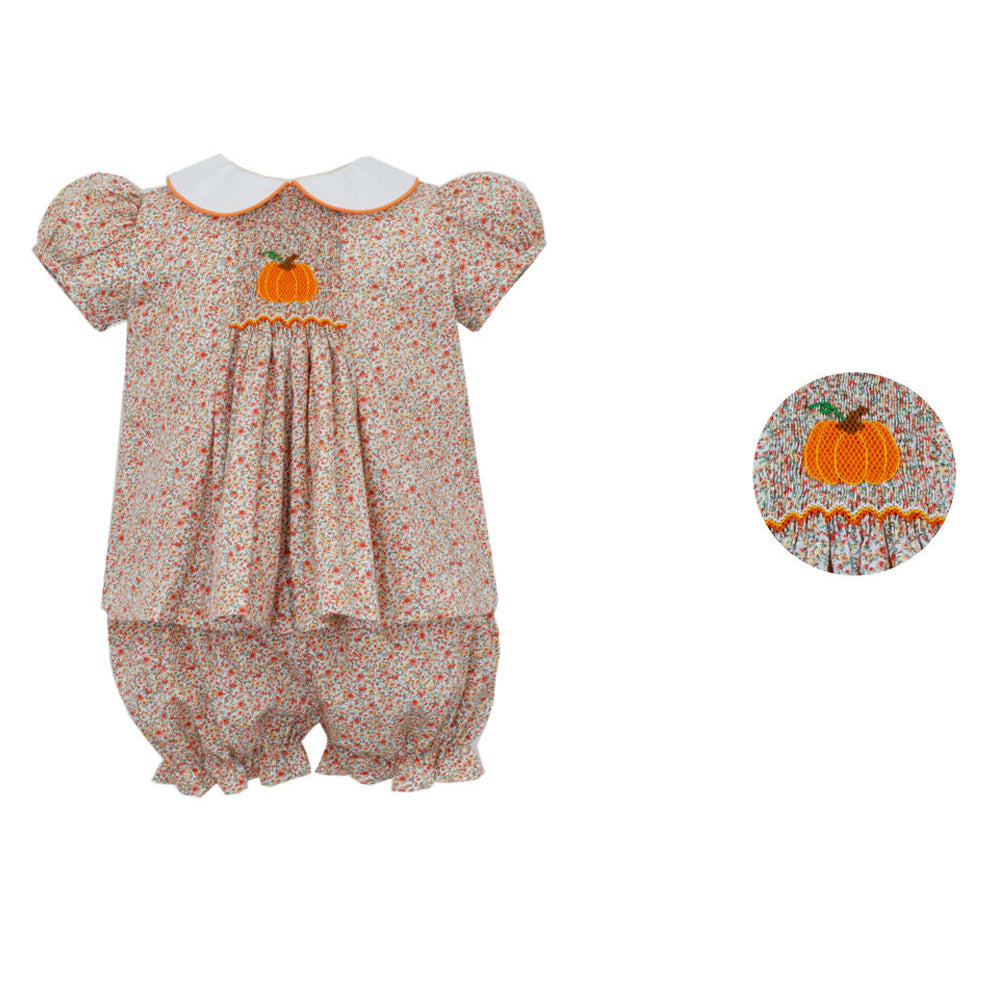 Orange Liberty Floral Pumpkin Bishop Bloomer Set