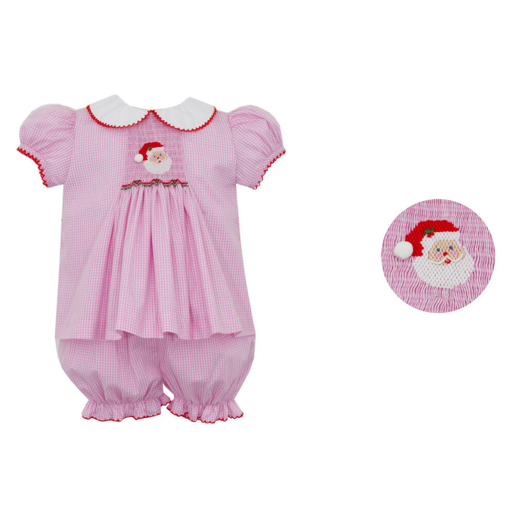 Pink Gingham Santa Bloomer Set