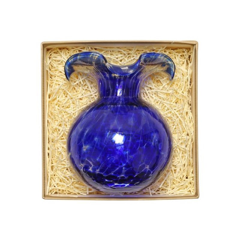 Hibiscus Glass Cobalt Tortoiseshell Bud Vase