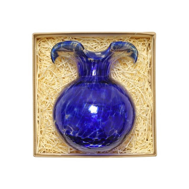 Hibiscus Glass Cobalt Tortoiseshell Bud Vase