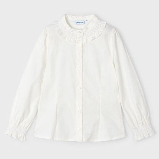 Off White Long Sleeve Poplin Blouse