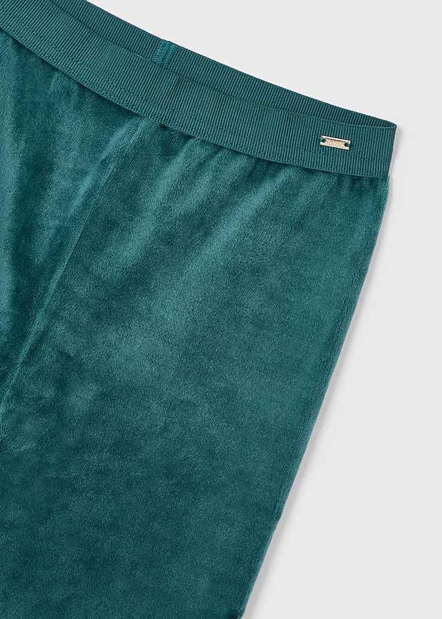 Bottle Green Basic Velvet Leggings