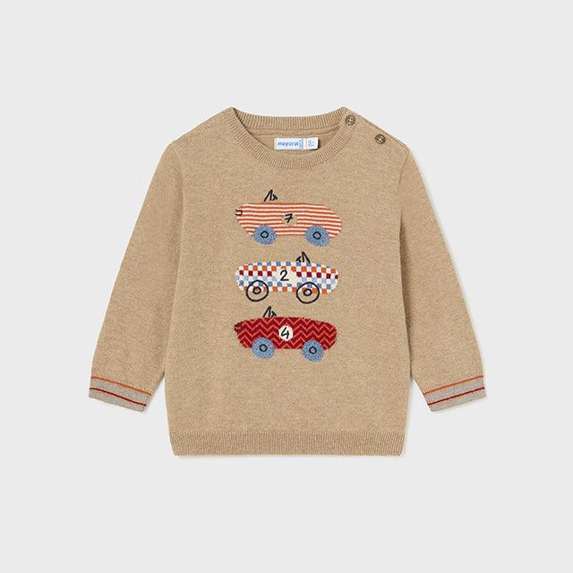 Sand Intarsia Embroidered Sweater