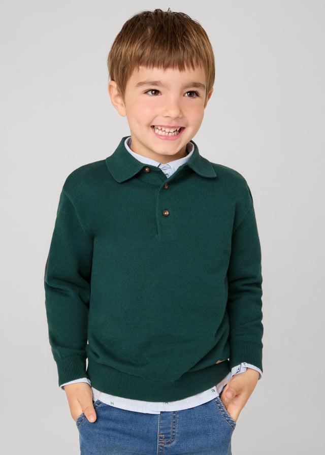 Alpine Green Long Sleeve Knit Polo