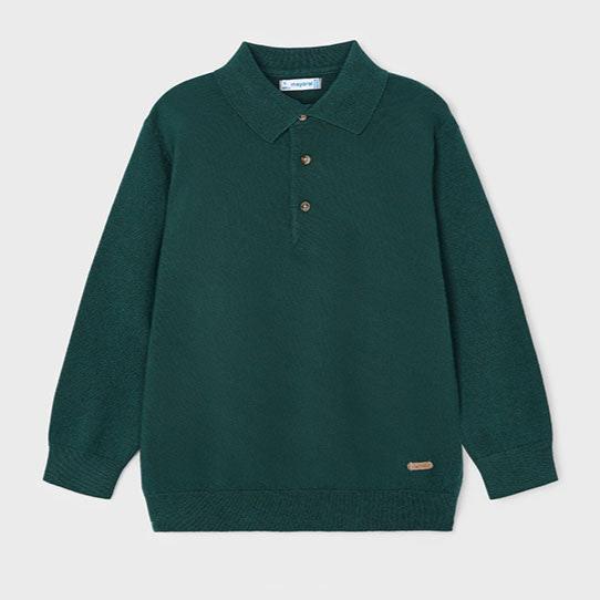 Alpine Green Long Sleeve Knit Polo