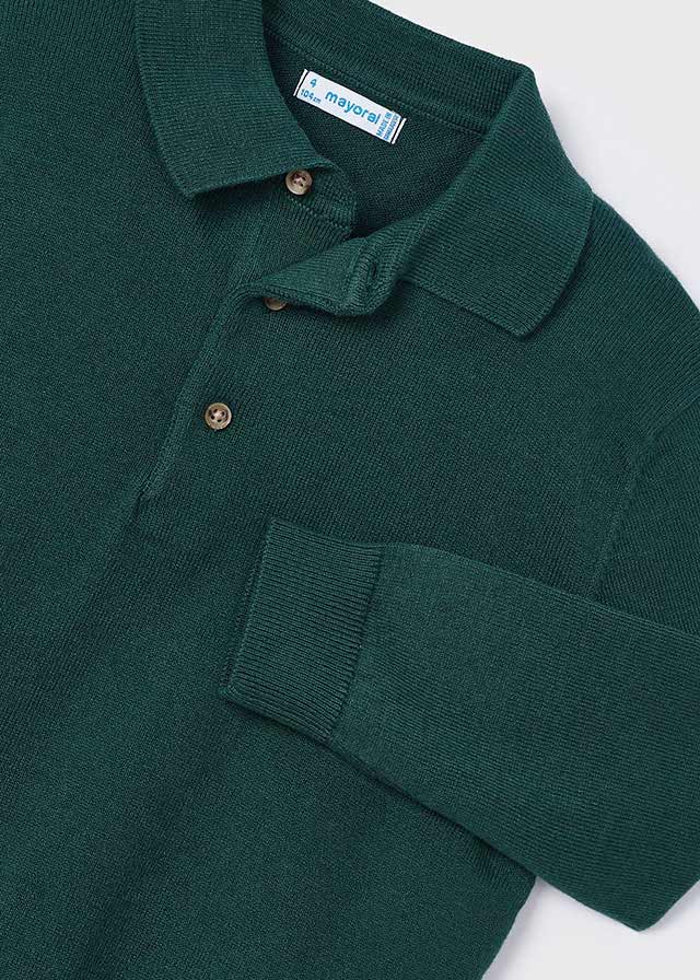 Alpine Green Long Sleeve Knit Polo