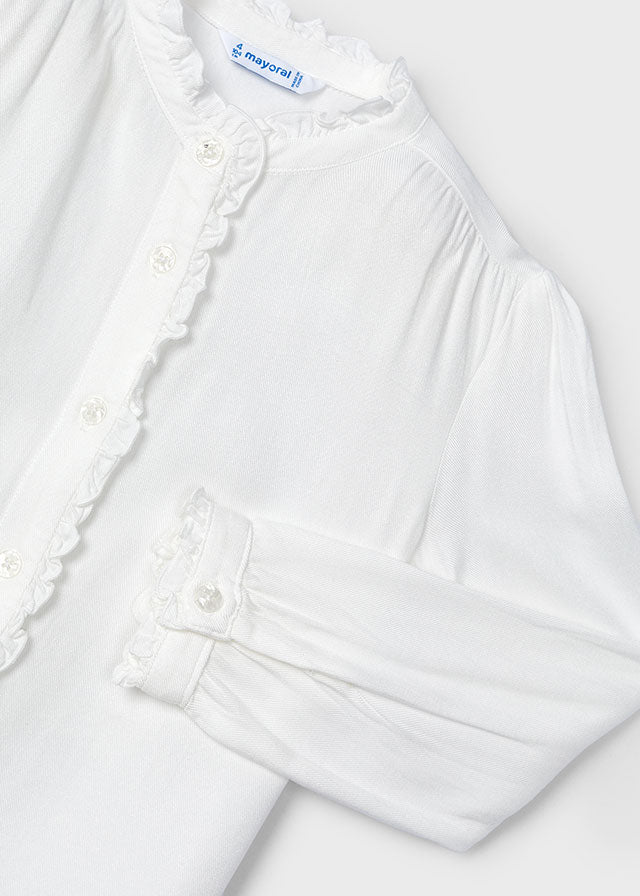 Off White Ruffle Blouse