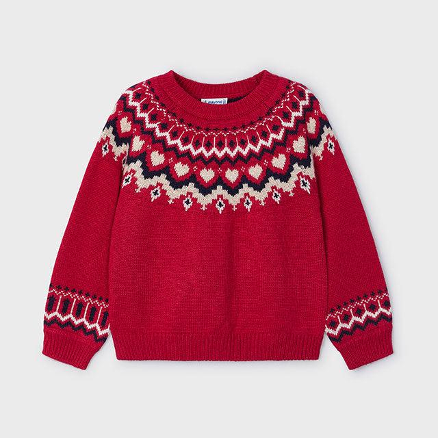 Cherry Red Jacquard Sweater