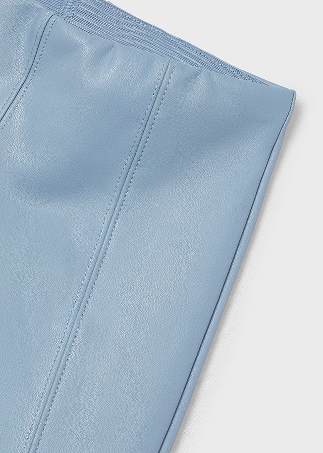 Sky Blue Leather Leggings