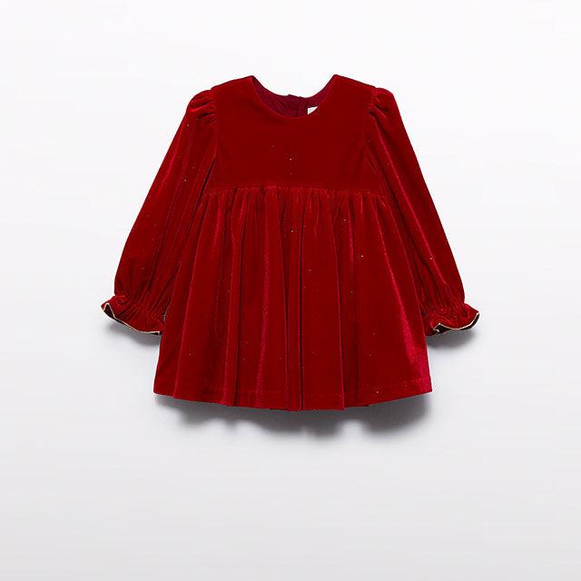 Baby Girl Red Glitter Velvet Dress