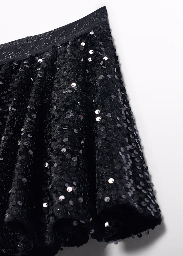 Black Velvet Sequin Skirt