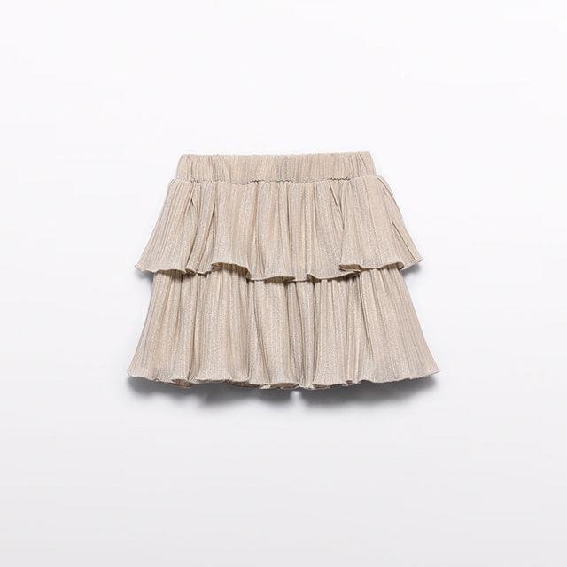 Golden Pleated Knit Skirt