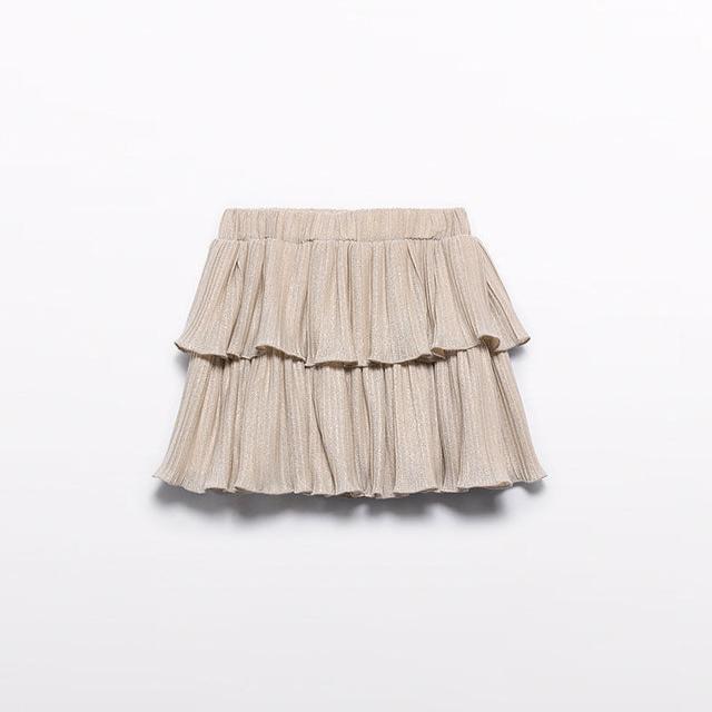 Golden Pleated Knit Skirt