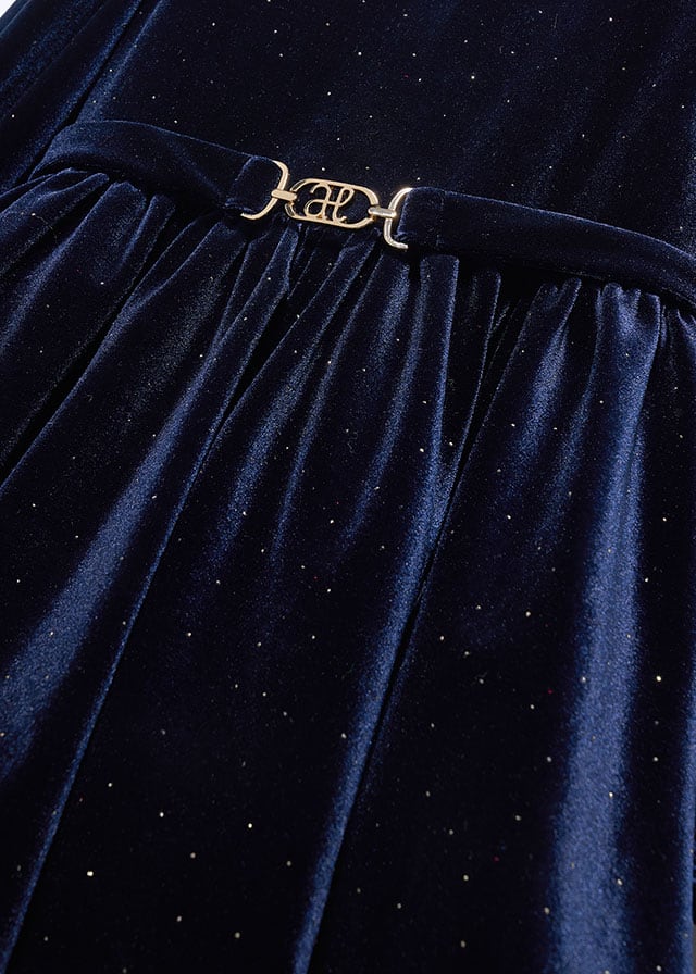 Navy Glitter Velvet Dress