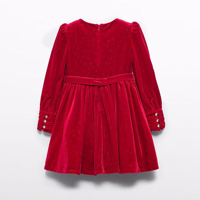 Red Glitter Velvet Dress