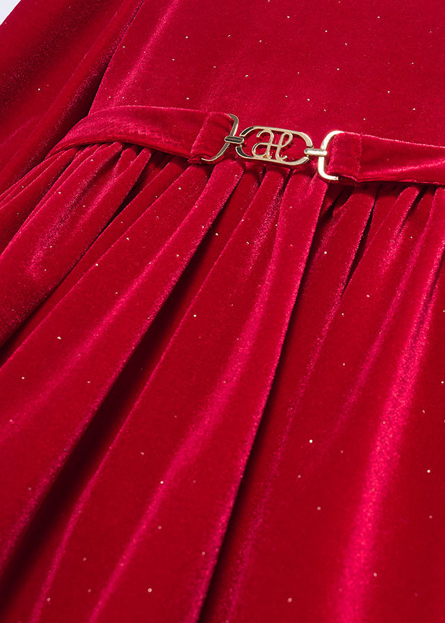 Red Glitter Velvet Dress