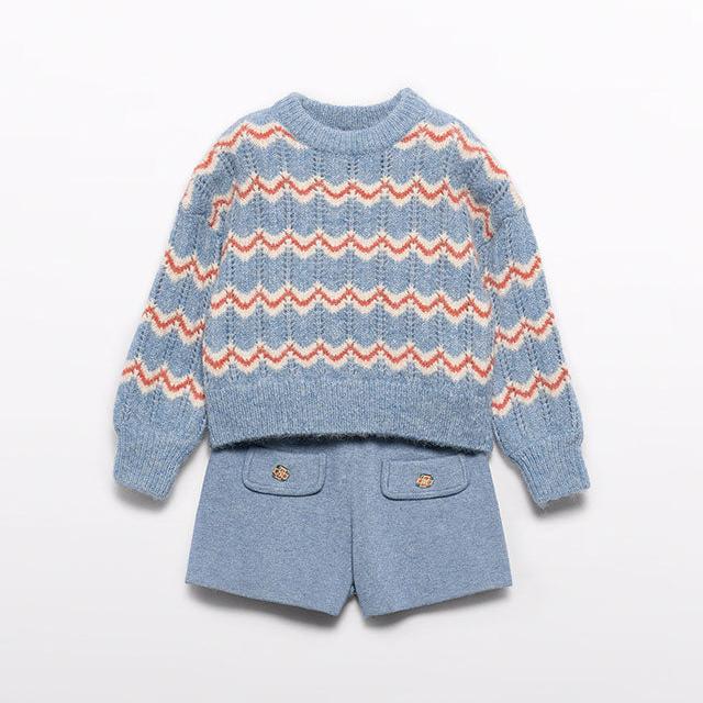 Cerulean Knit Shorts Set