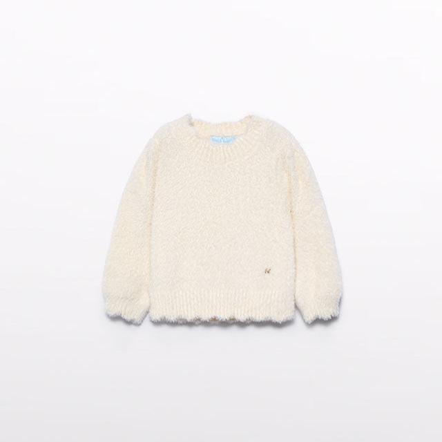 Cream Knit Fur Sweater