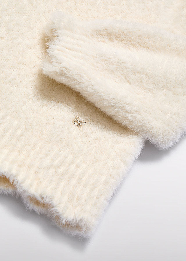 Cream Knit Fur Sweater