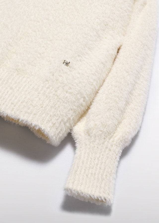 Cream Knit Fur Sweater