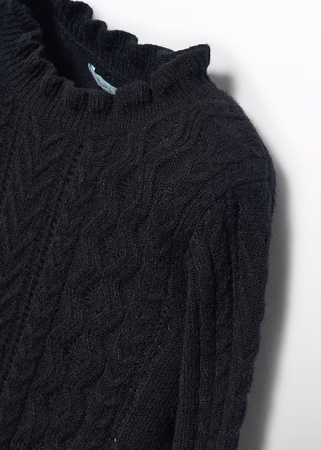 Black Mock Neck Knitted Sweater