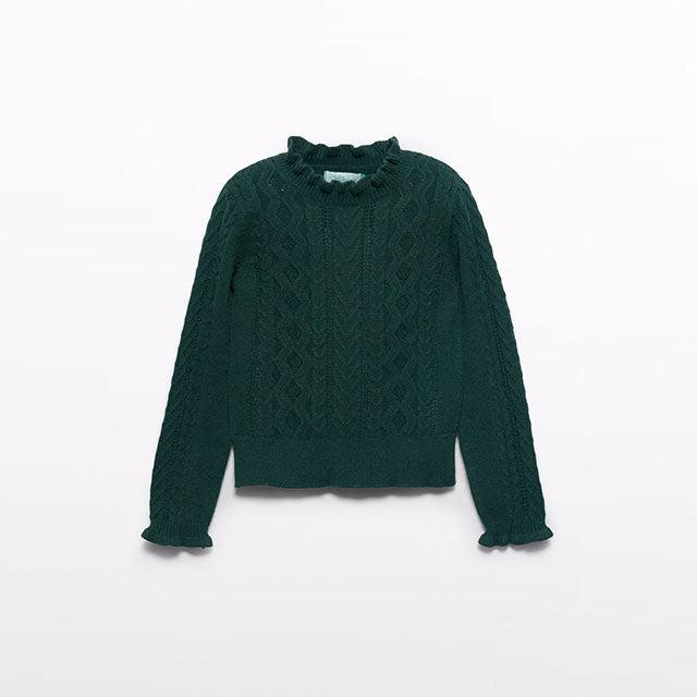 Bottle Green Mock Neck Knitted Sweater