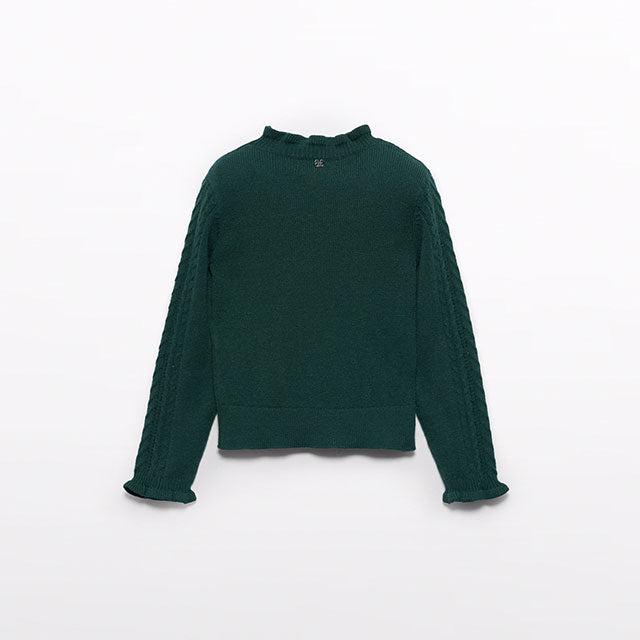 Bottle Green Mock Neck Knitted Sweater