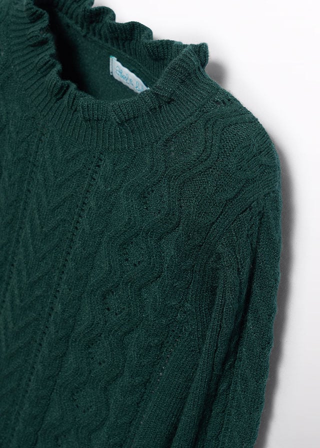 Bottle Green Mock Neck Knitted Sweater