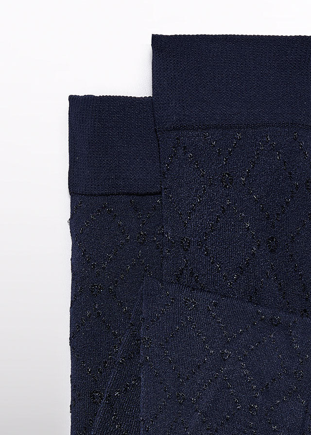 Navy Blue Jacquard Tights