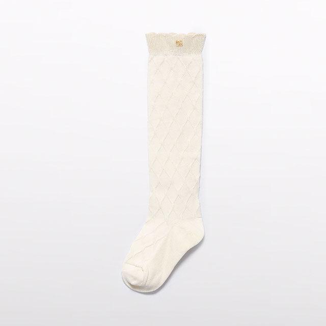 Cream Jacquard Knee High Socks