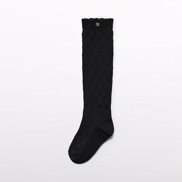 Black Jacquard Knee High Socks