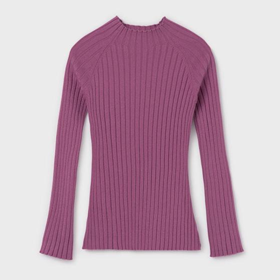 Mauve Mock Neck Ribbed Sweater