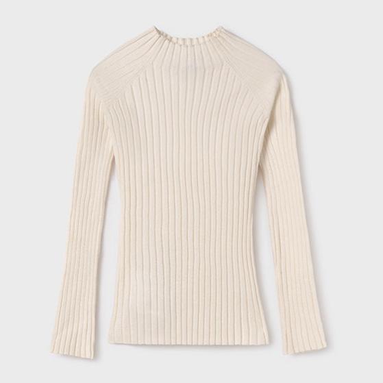 Milk Mock Neck Ribbed Sweater