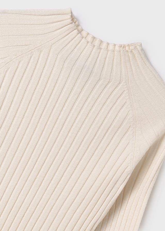 Milk Mock Neck Ribbed Sweater