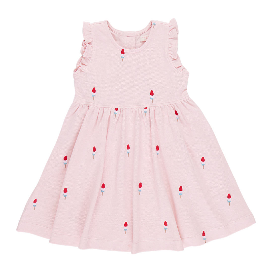 Girls Kelsey Dress - Pink Rocket Pop Embroidery