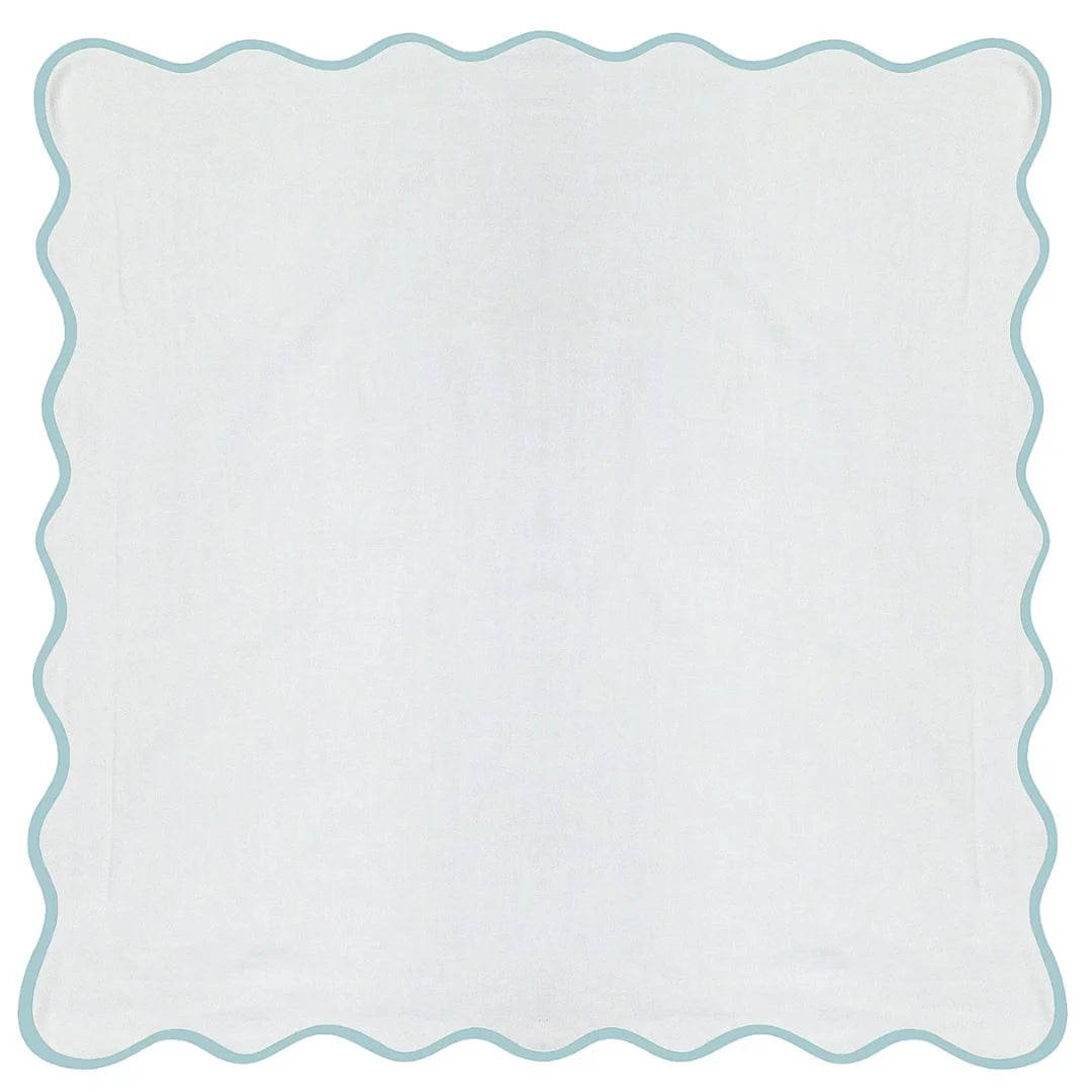 Scalloped Euro Sham - Blue/White