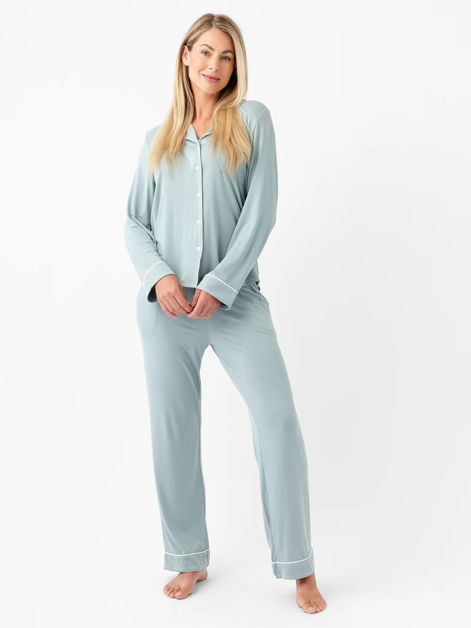 Women's Long Sleeve Stretch-Knit Bamboo Pajama Set