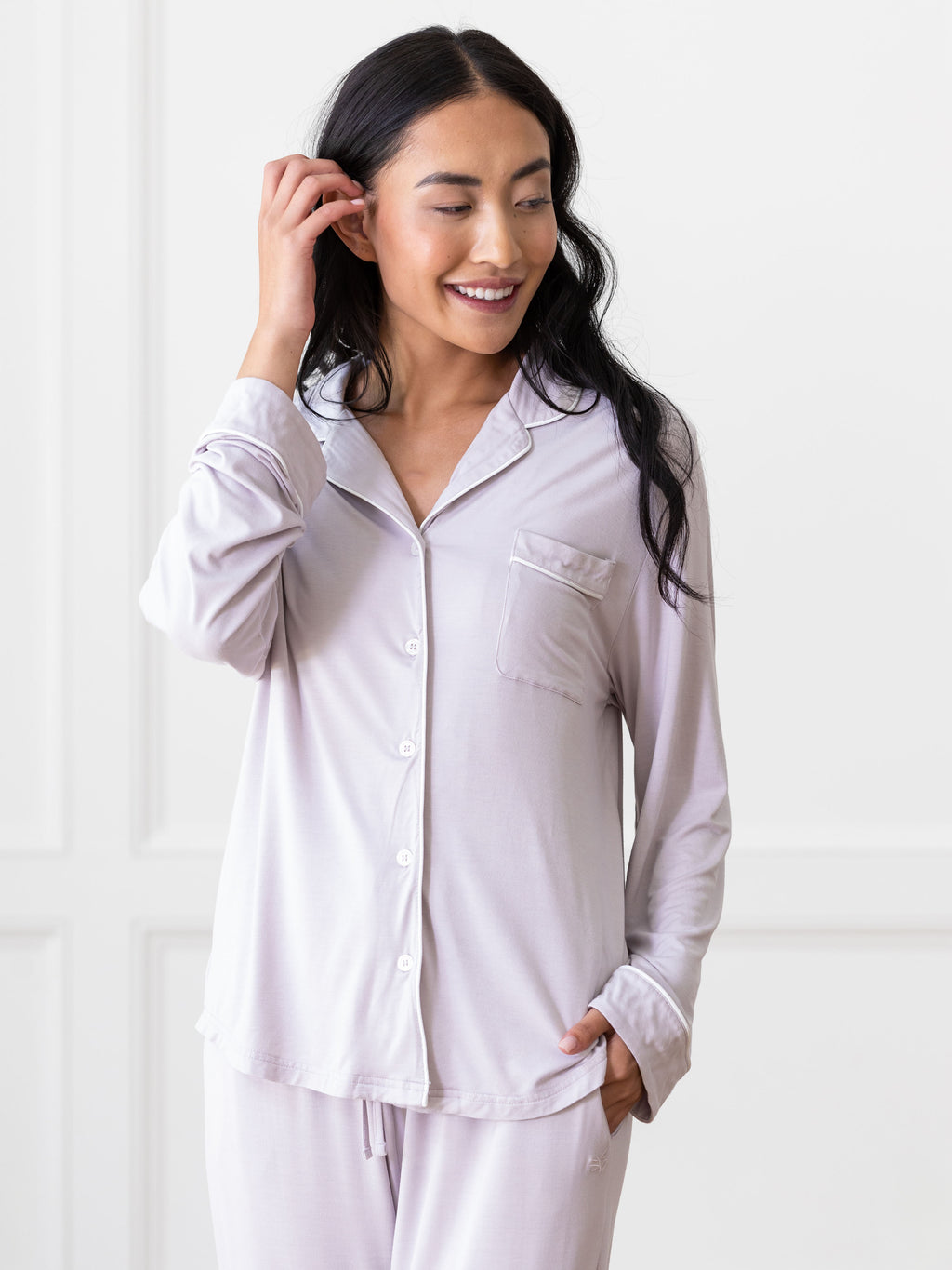 Women's Long Sleeve Stretch-Knit Bamboo Pajama Set