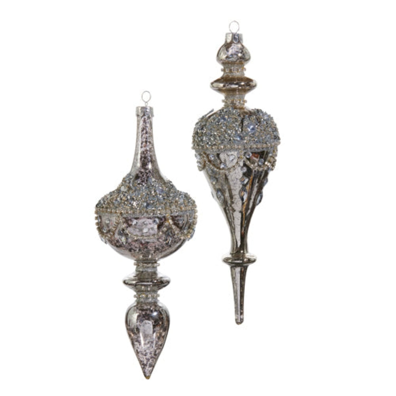 9.5" Jeweled Mercury Finial Ornaments