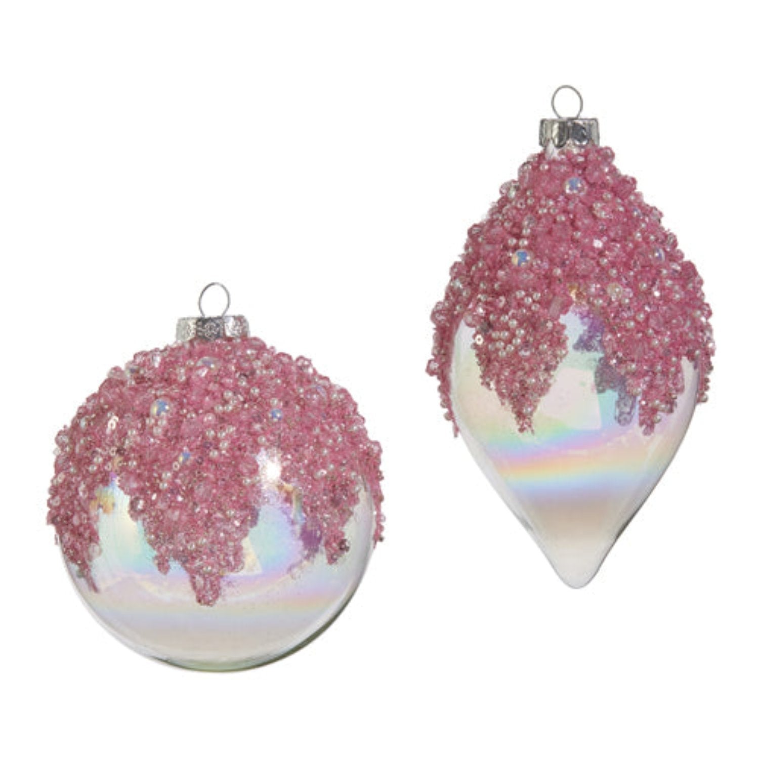 4" Pink Beaded Ornaments