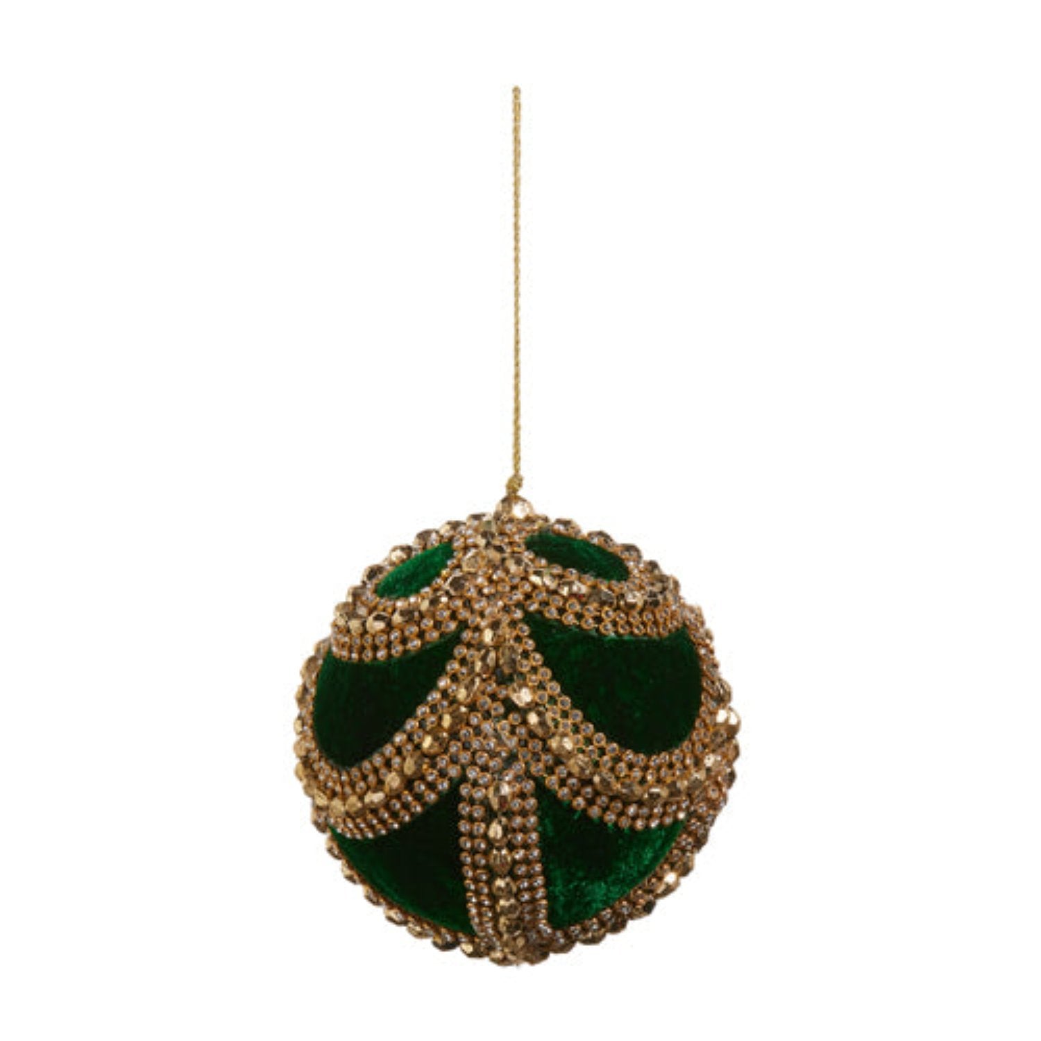 4" Green Velvet Jeweled Ornament