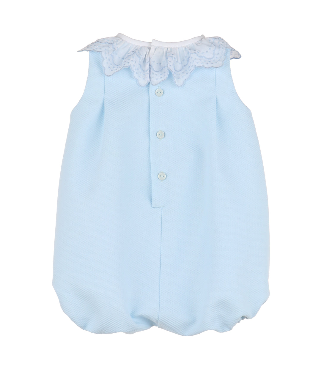 Blue Chic Embroidered Ruffle Bubble