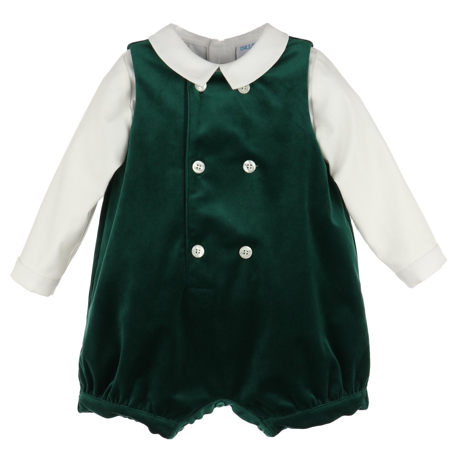 Vintage Green Deluxe Velvet Boy Romper