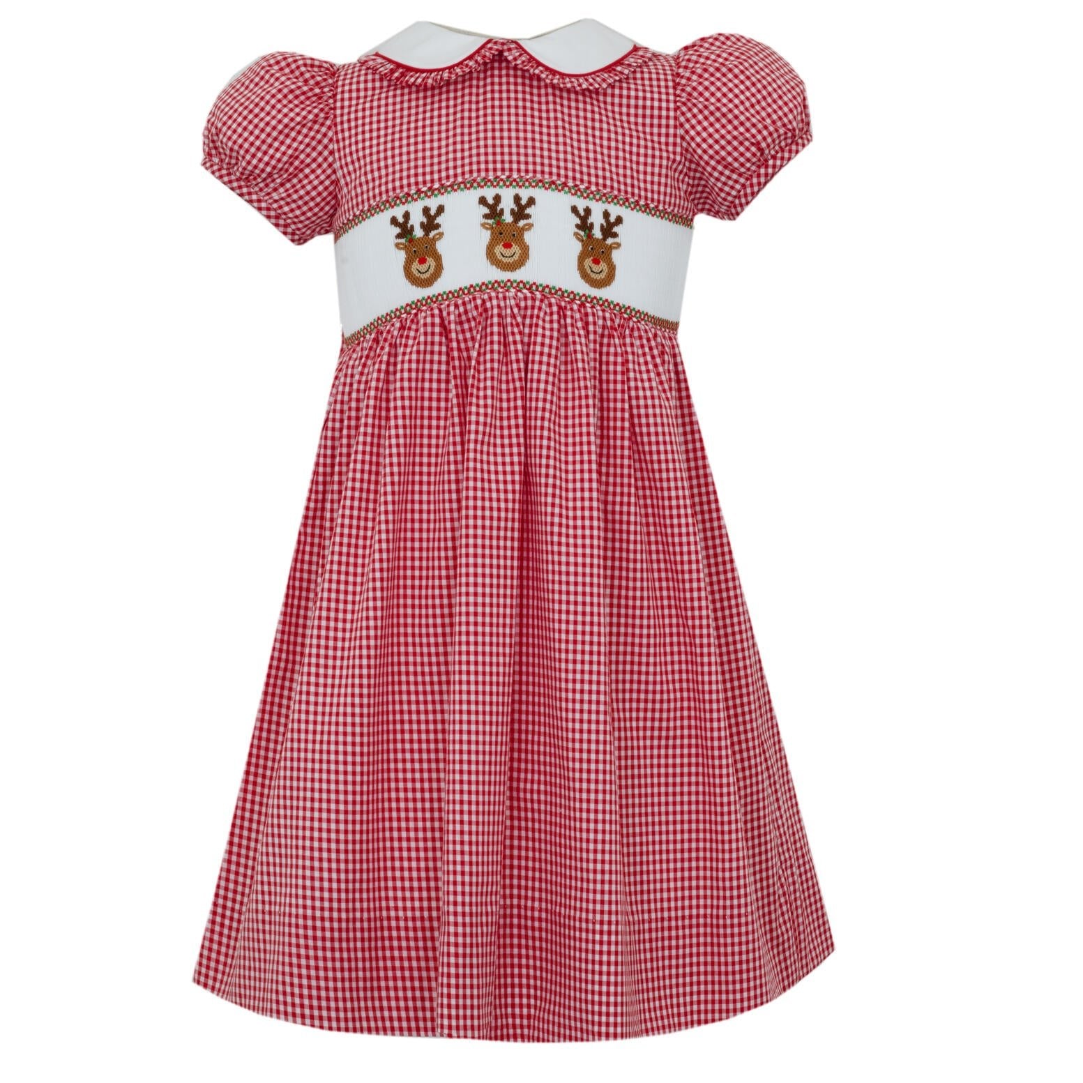 Reindeer Face Red Gingham Dress